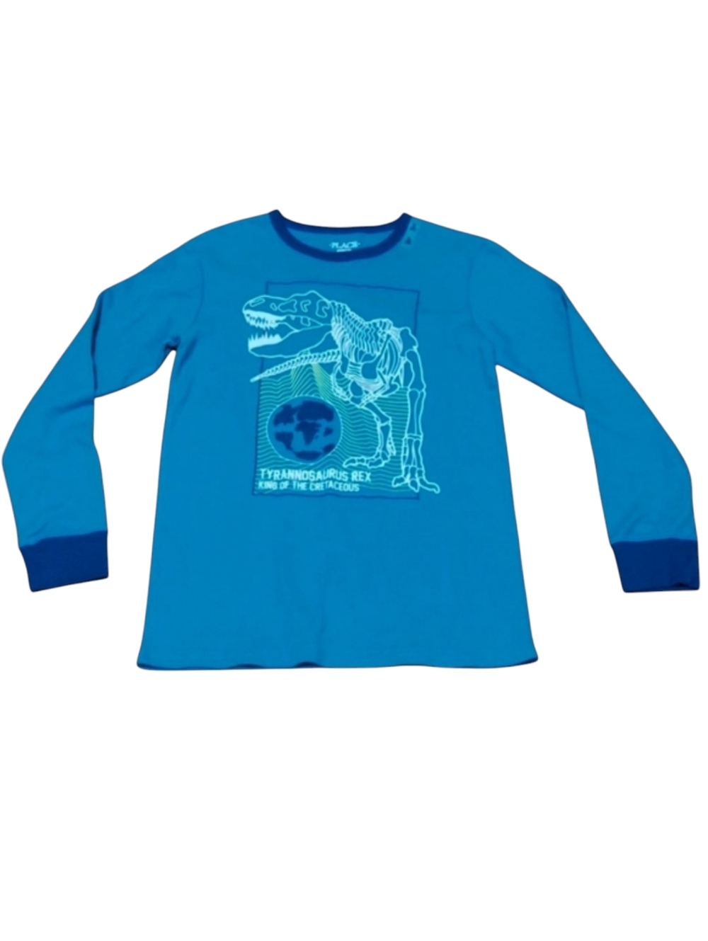 The Children's Place Dinosaur Long Sleeve Thermal Waffle Knit Shirt Boys Size XL